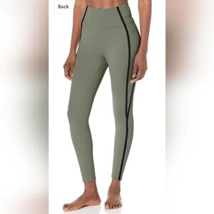 Danskin Corset High Waist Side Tape Trim 7/8 Leggings Size L Agave Green